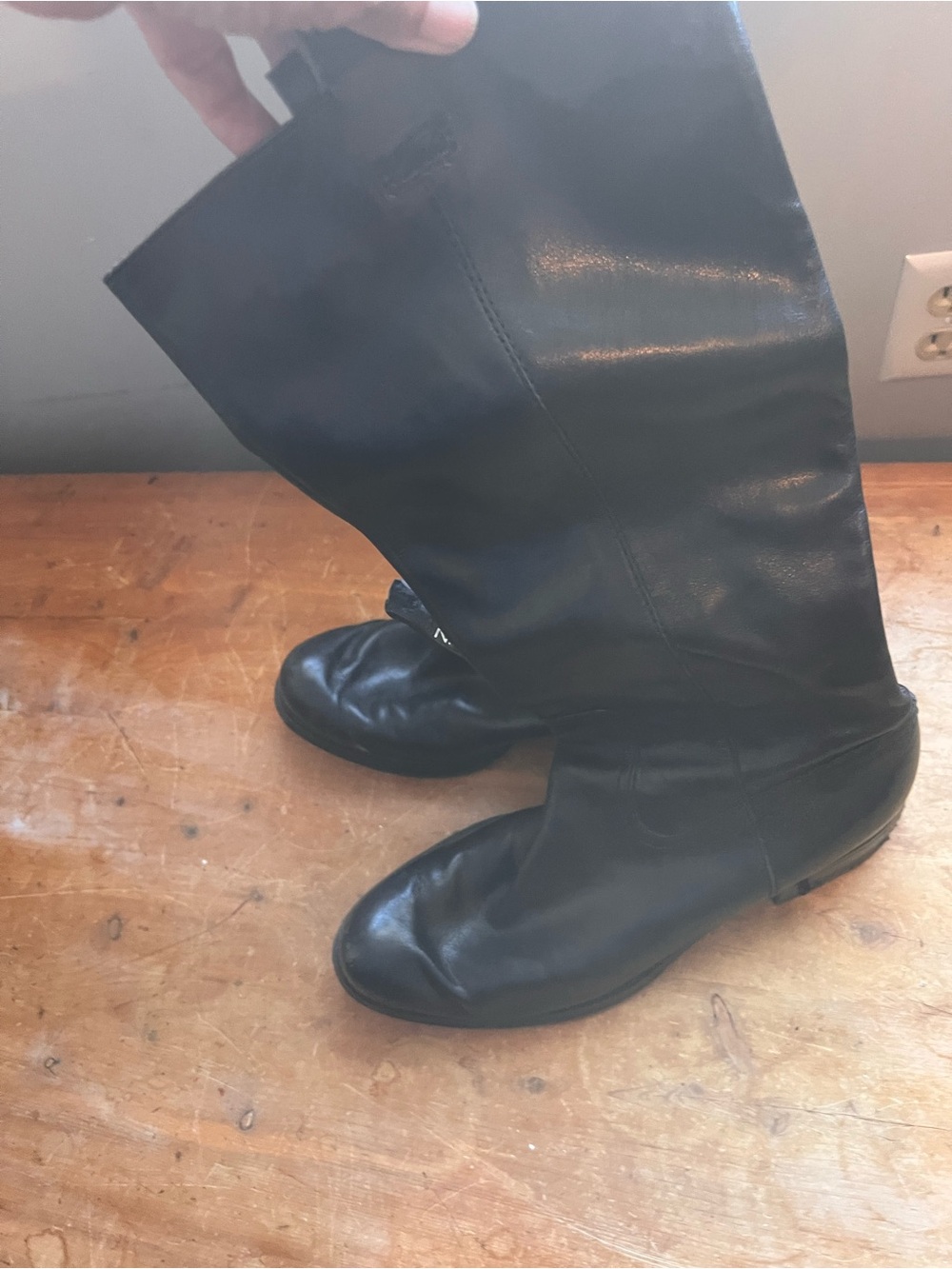 Nine West Black Leather Knee-High Boots